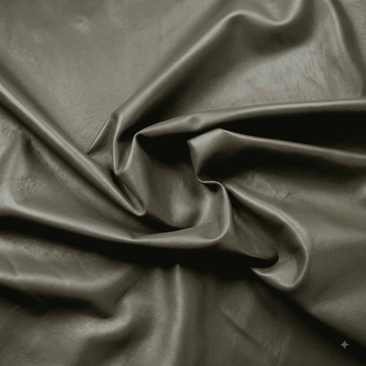 Olive Green Nappa Sheepskin Leather Hide, showing soft supple drape in olive
