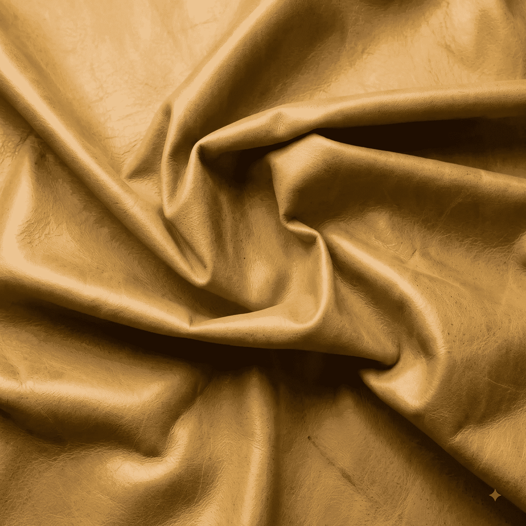 Yellow Distressed Crazy Horse Sheepskin Leather Hide, showing whole hide in yellow distressed