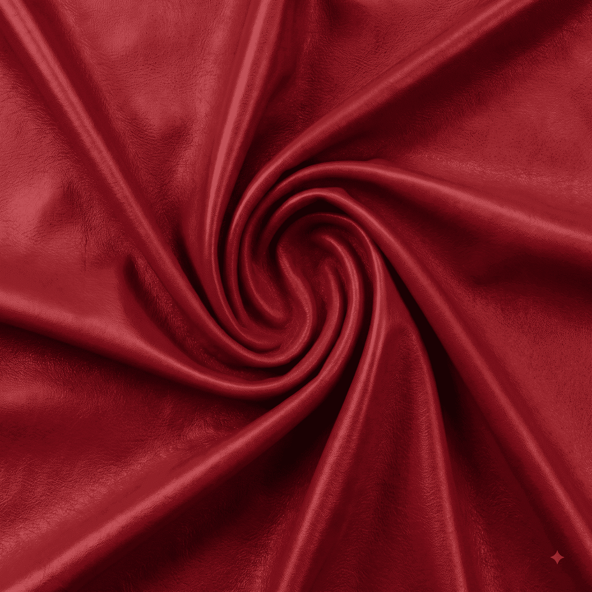 Red Nappa Sheepskin Leather Hide AA Grade, showing spiral drape in vibrant red