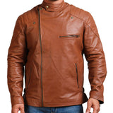 Brown Motorcycle Leather Jacket for Men