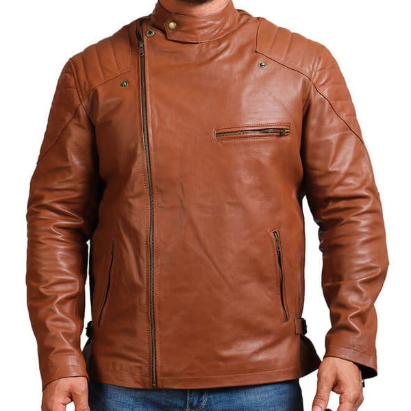 Brown Motorcycle Leather Jacket for Men