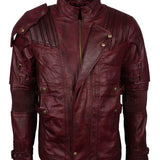 Men's Maroon Genuine Leather Galaxy Guardians Biker Jacket