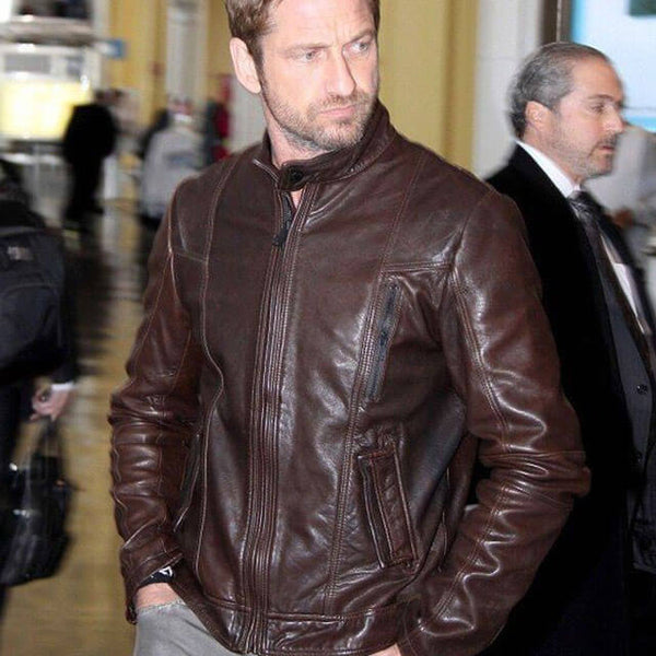 Gerard Butler Brown Leather Jacket