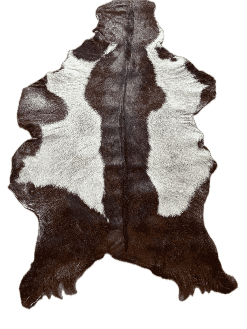Goatskin Fur Pelt Hide 6-8 ft, showing whole pelt laid flat for decor
