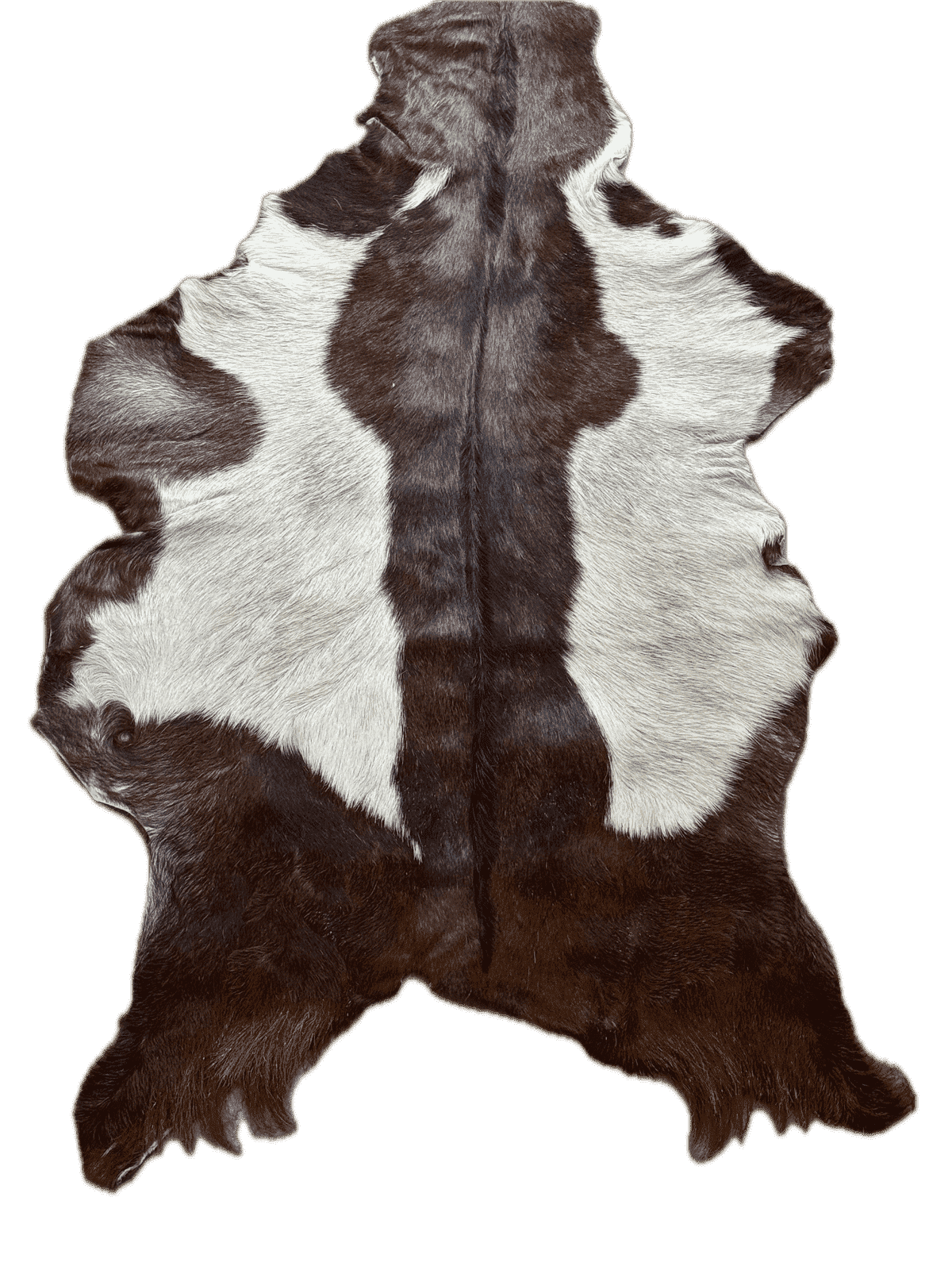 Goatskin Fur Pelt Hide 6-8 ft, showing whole pelt laid flat for decor