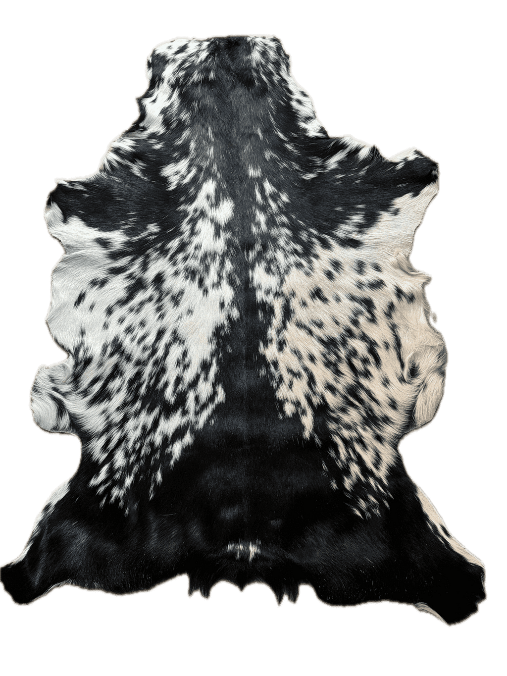 Goatskin Fur Pelt Hide 6-8 ft, showing brown and white spotted long hair