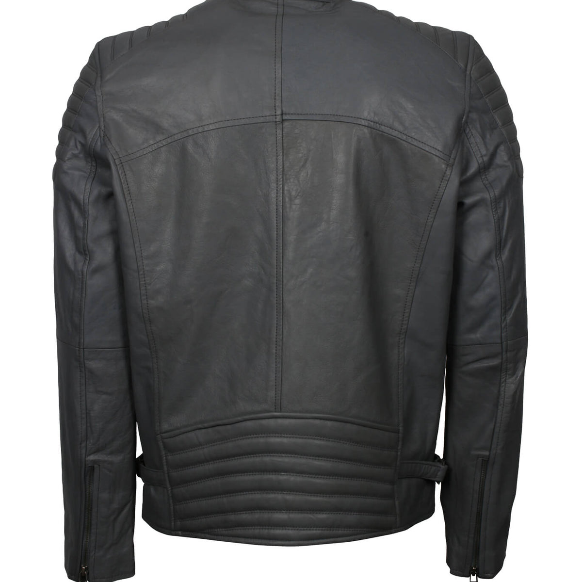 Men's Lightweight Grey Leather Biker Jacket