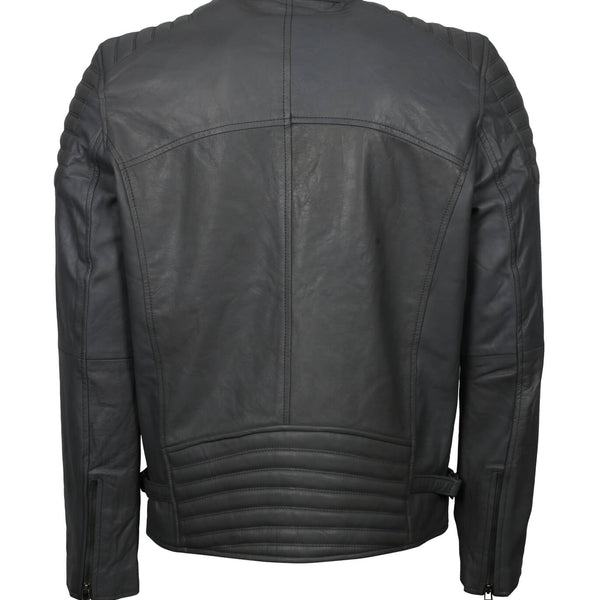 Men's Lightweight Grey Leather Biker Jacket
