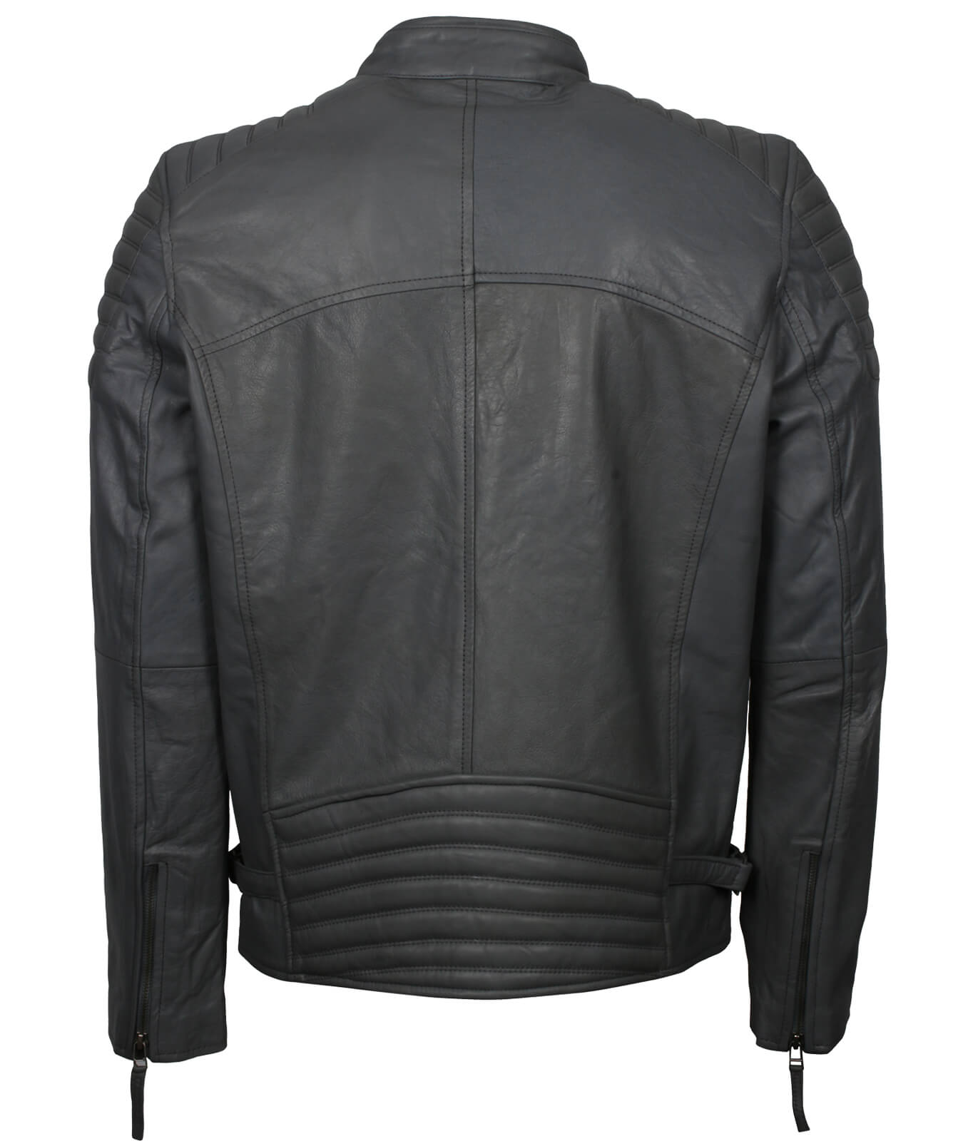 Men's Lightweight Grey Leather Biker Jacket