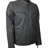 Men's Lightweight Grey Leather Biker Jacket