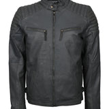 Men's Lightweight Grey Leather Biker Jacket