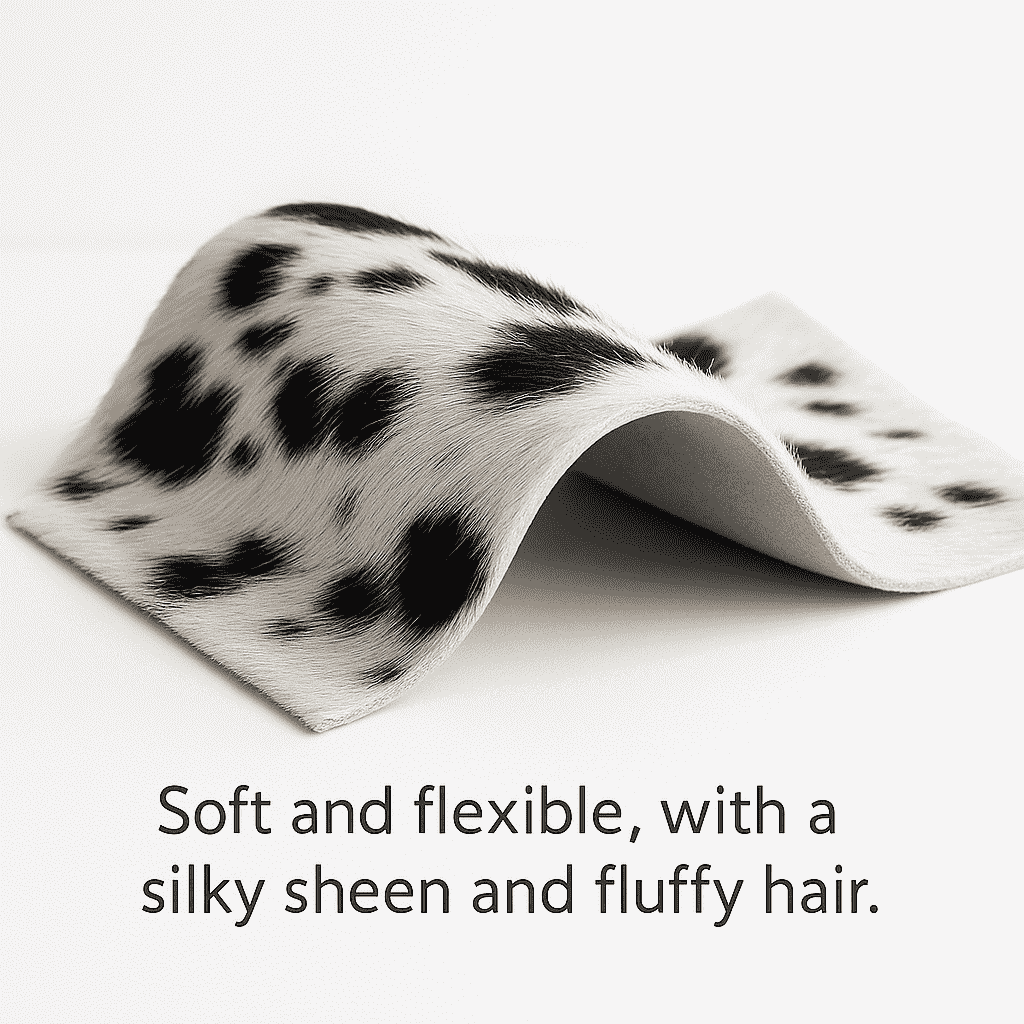 Black & White Hair-On Cowhide Sheets 12x12 (3 Pk), showing soft hair texture and sheen