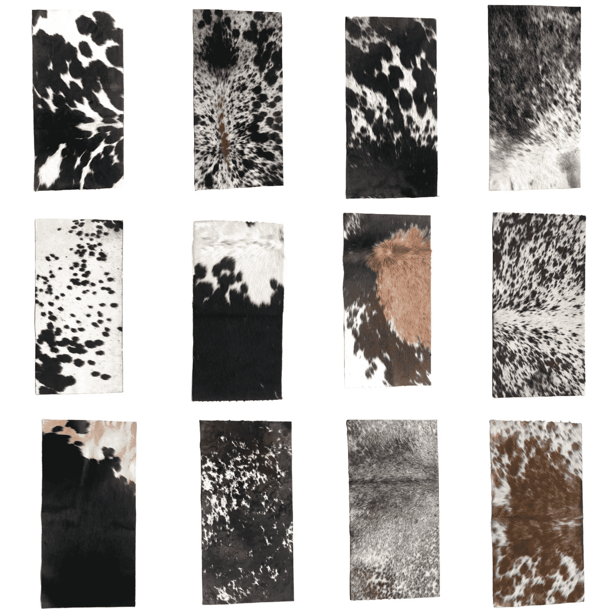 Brown & White Hair-On Cowhide Leather Sheet 12x24, showing 12x24 brown and white sheet