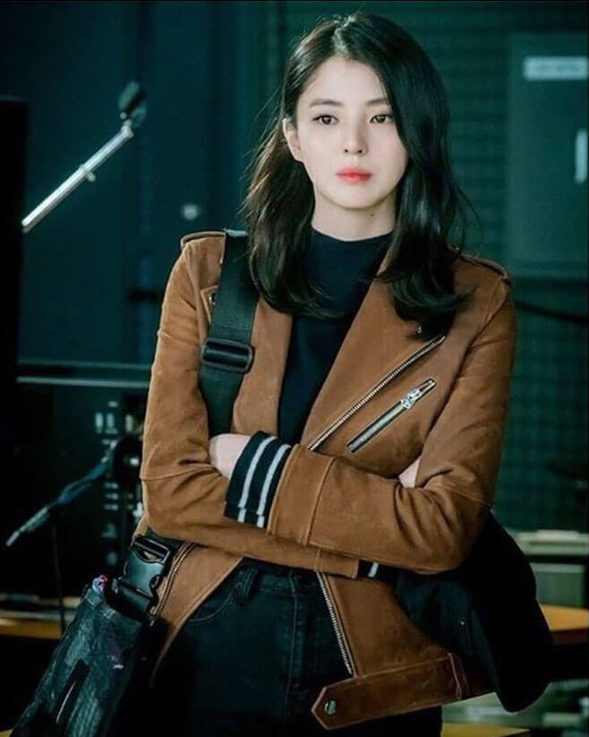 Han So-hee Brown Biker Jacket