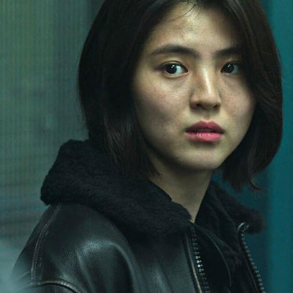My Name Han Sohee Leather Jacket with Fur Collar