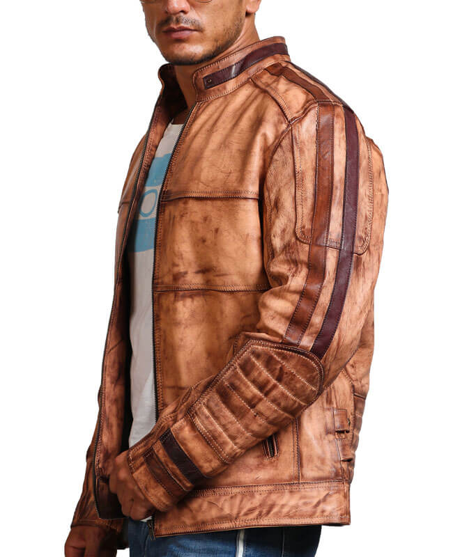 Vintage Tan Biker Leather Jacket