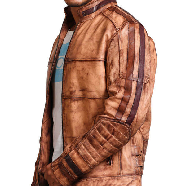 Vintage Tan Biker Leather Jacket