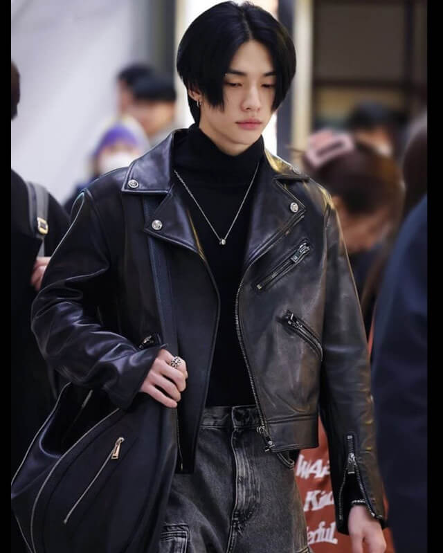 Stray Kids Hyunjin Biker Leather Jacket