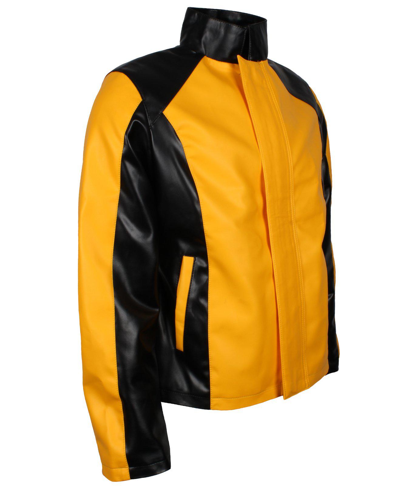 Men's Infamous 2 Cosplay Black and Yellow Leather Jacket