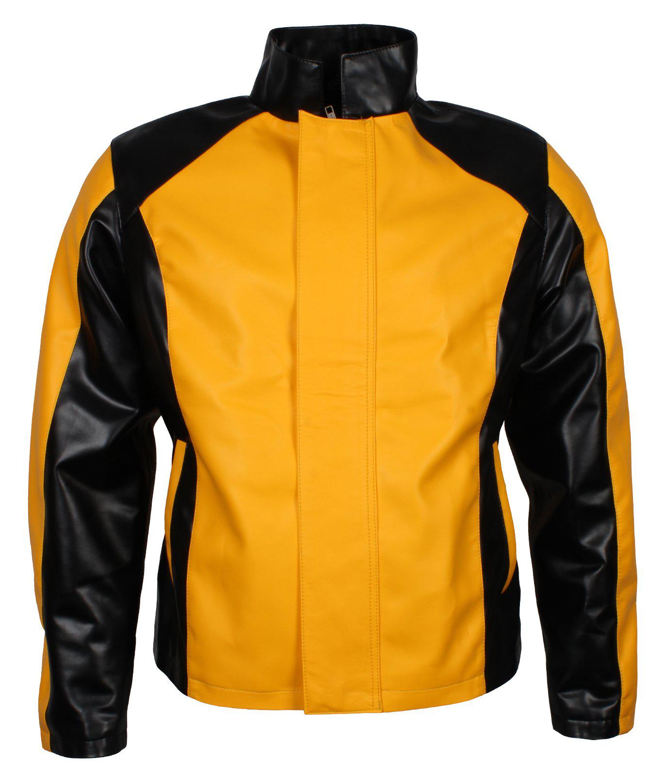Men's Infamous 2 Cosplay Black and Yellow Leather Jacket