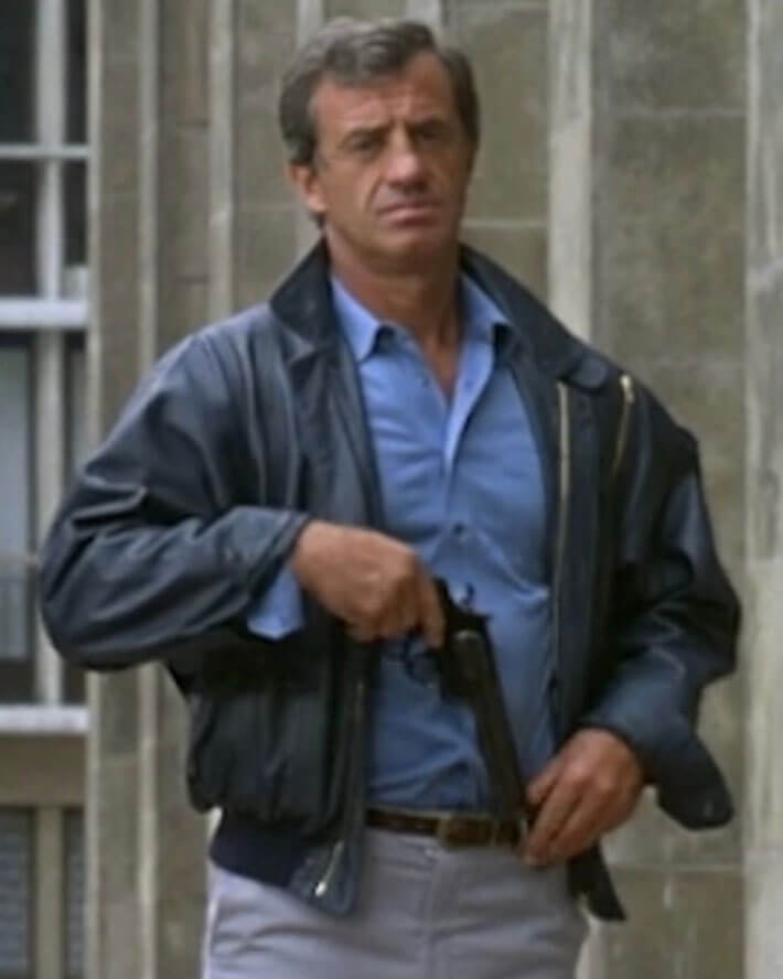 The Professional Jean-Paul Belmondo Blue Leather Jacket