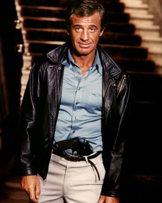 The Professional Jean-Paul Belmondo Blue Leather Jacket