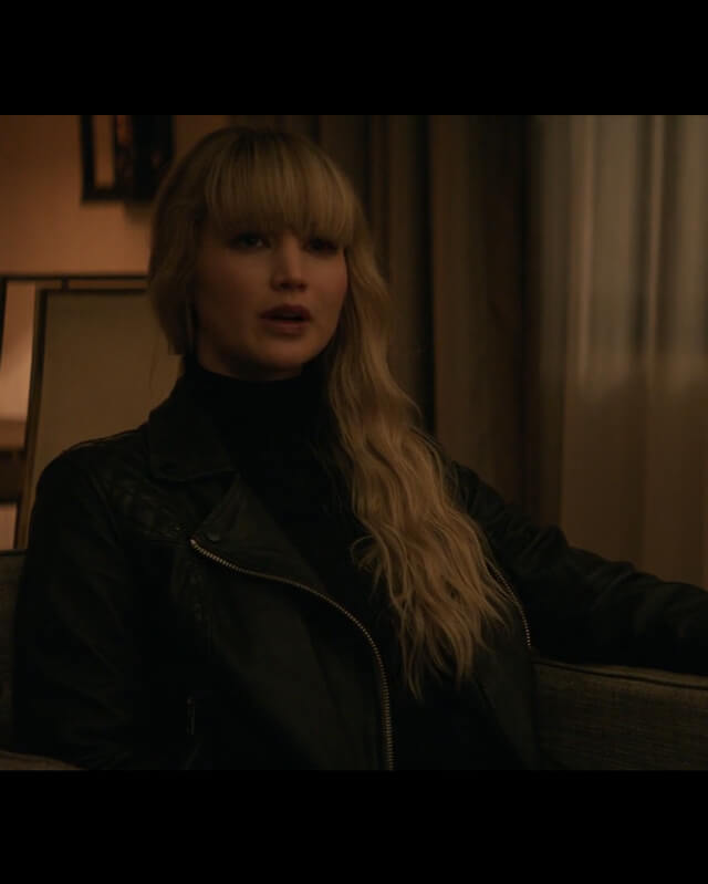 Red Sparrow Jennifer Lawrence Black Leather Jacket