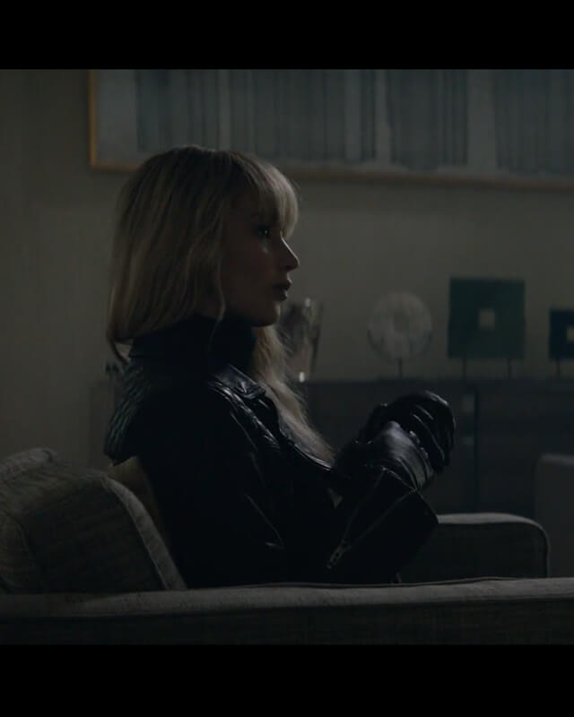Red Sparrow Jennifer Lawrence Black Leather Jacket