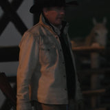 John Dutton Yellowstone White Leather Jacket S05