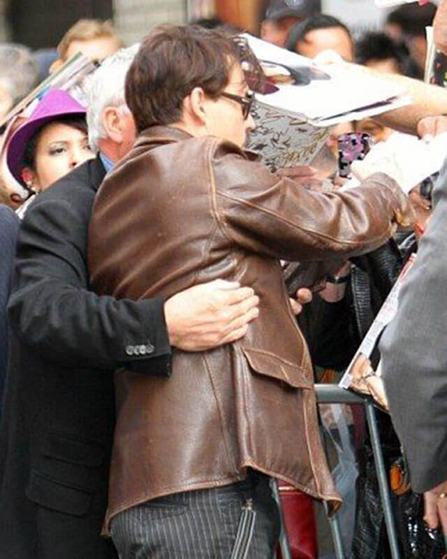 Johnny Depp Brown Leather Jacket Coat