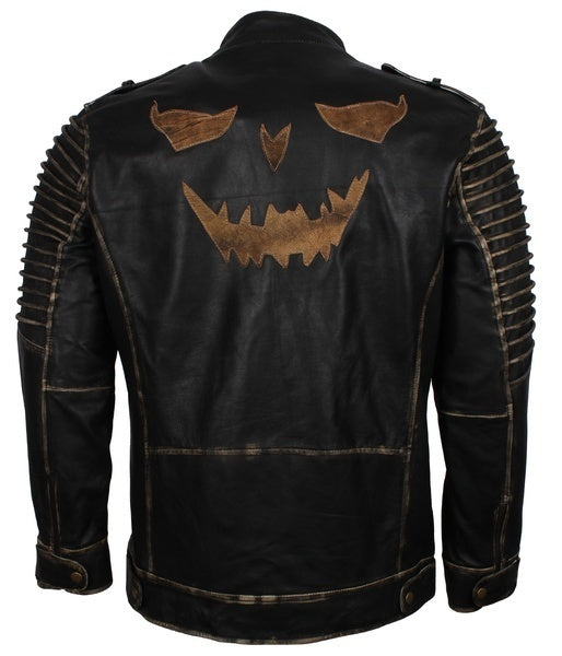 Men's Killing Joke Genuine Leather Jacket with Hood