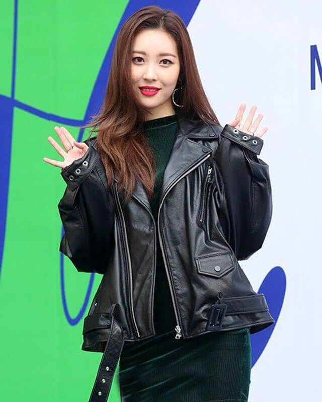 K-pop Sunmi Black Leather Jacket