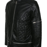 Men's Biker Black Real Leather Quilted Moto Jacket