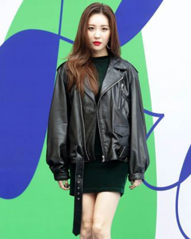K-pop Sunmi Black Leather Jacket