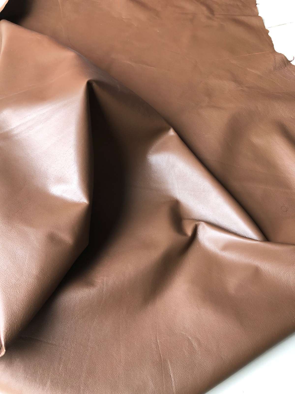 Light Brown Nappa Sheepskin Leather Hide, showing smooth natural grain surface