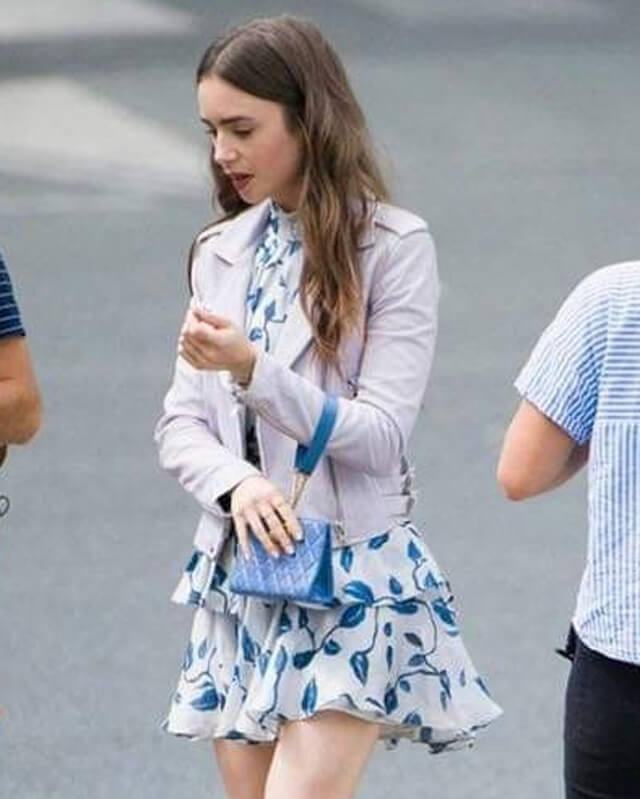 Emily in Paris White Biker Leather Jacket