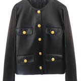 Blackpink Lisa Black Collarless Leather Jacket