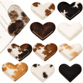 Cowhide Leather Heart Bookmarks 12-Pack, showing 12-pack assorted natural patterns