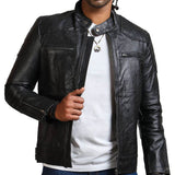 Men's Biker Black Leather Jacket