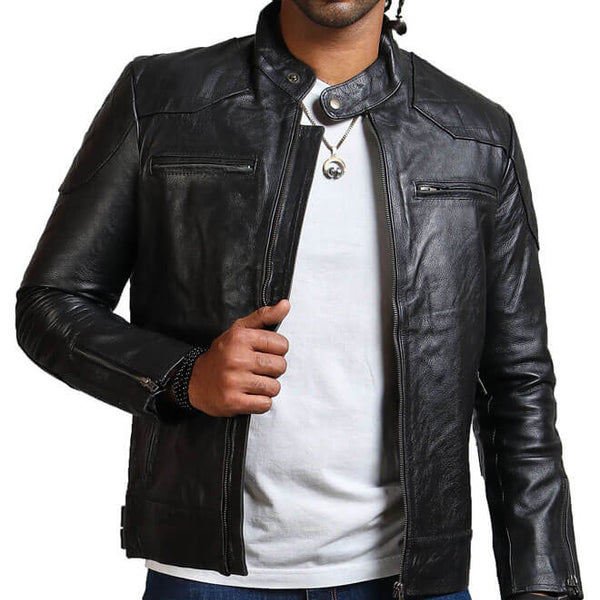Men's Biker Black Leather Jacket
