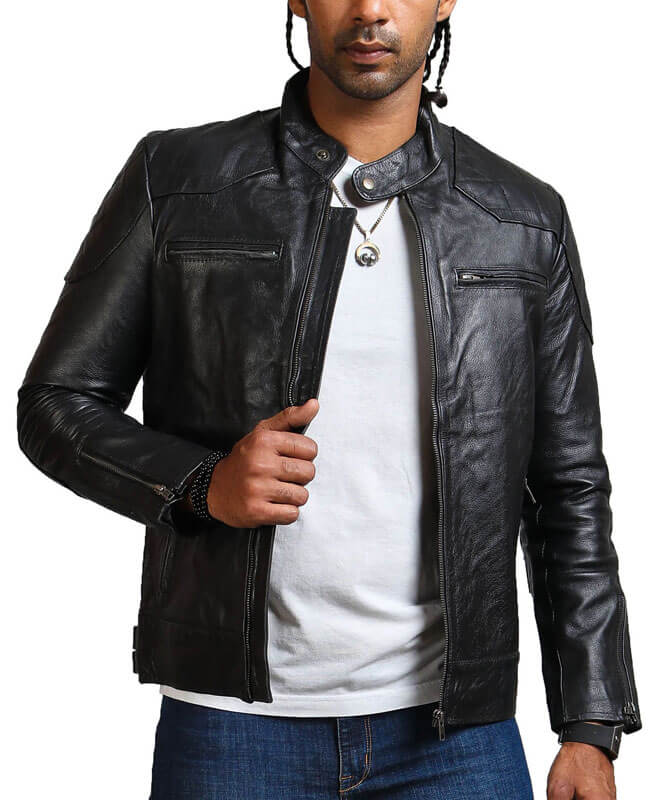 Men's Biker Black Leather Jacket