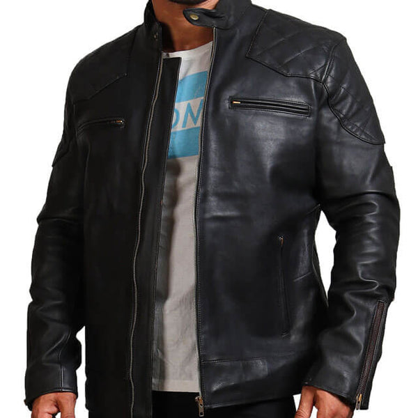 Men's Biker Black Leather Jacket
