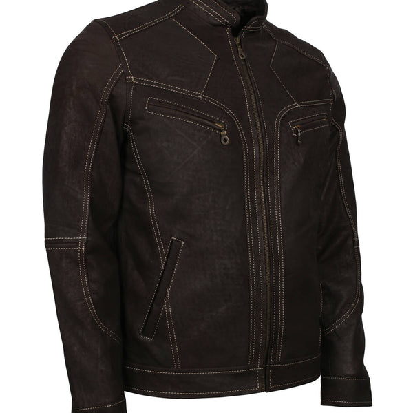 Black Nubuck Biker Leather Jacket