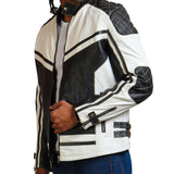 Black And White Quilted Biker Jacket