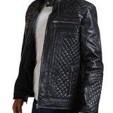 Diamond Quilted Skull Leather Jacket