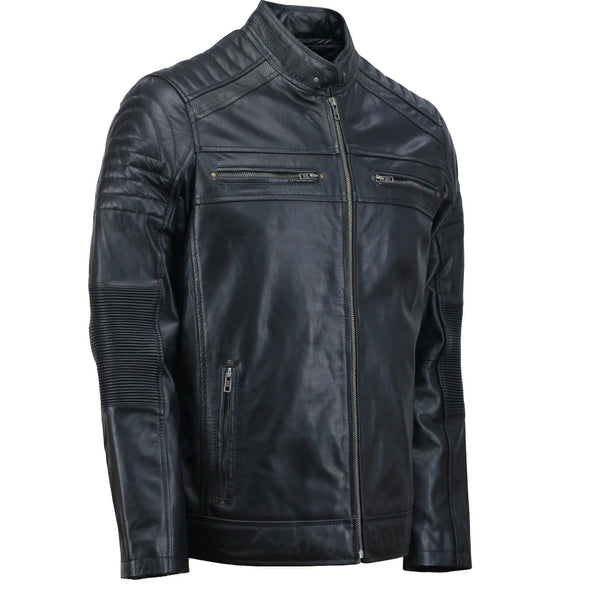 Black Café Racer Leather Jacket