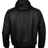 Black and Blue Bomber Jacket with Hood