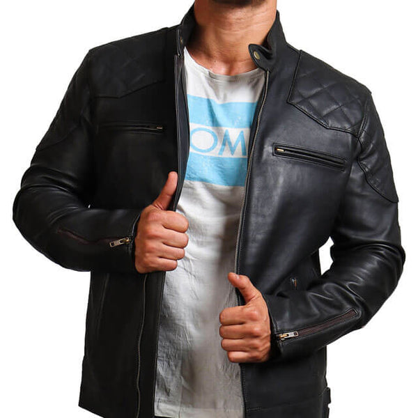 Men's Biker Black Leather Jacket