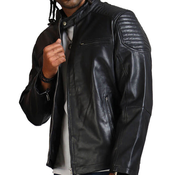 Black Gothic Biker Leather Jacket