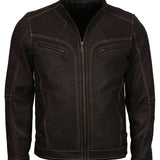 Black Nubuck Biker Leather Jacket